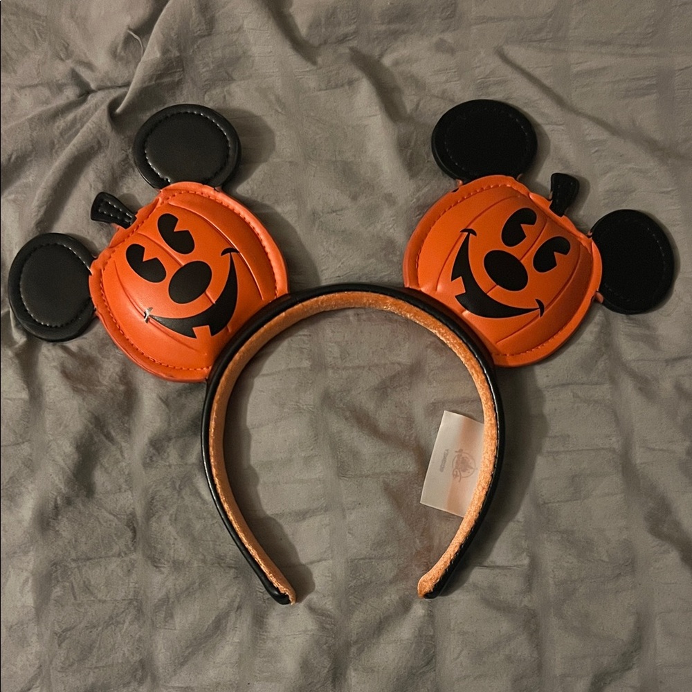 Disney Halloween Pumpkin Ears Headband - Orange and Black